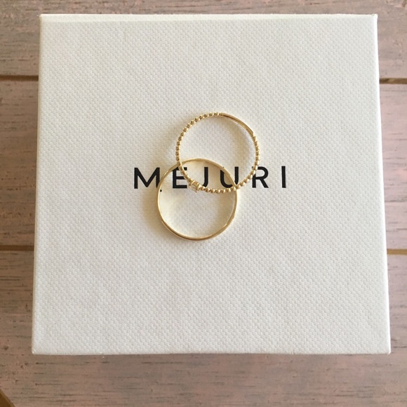 Mejuri solid 14k gold stacker rings with diamond. - Picture 1 of 1